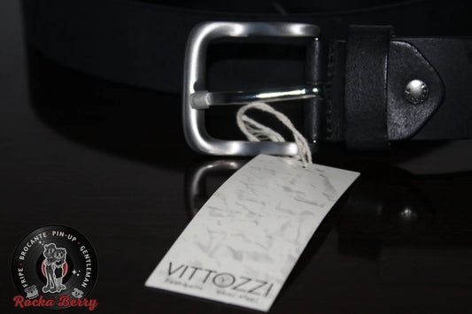 Ceinture en Cuir de Vachette Noire Vittozzi - Made in Italy Rocka'Berry