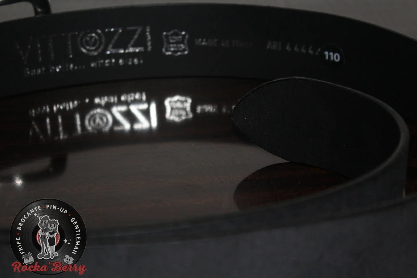 Ceinture en Cuir de Vachette Noire Vittozzi - Made in Italy Rocka'Berry