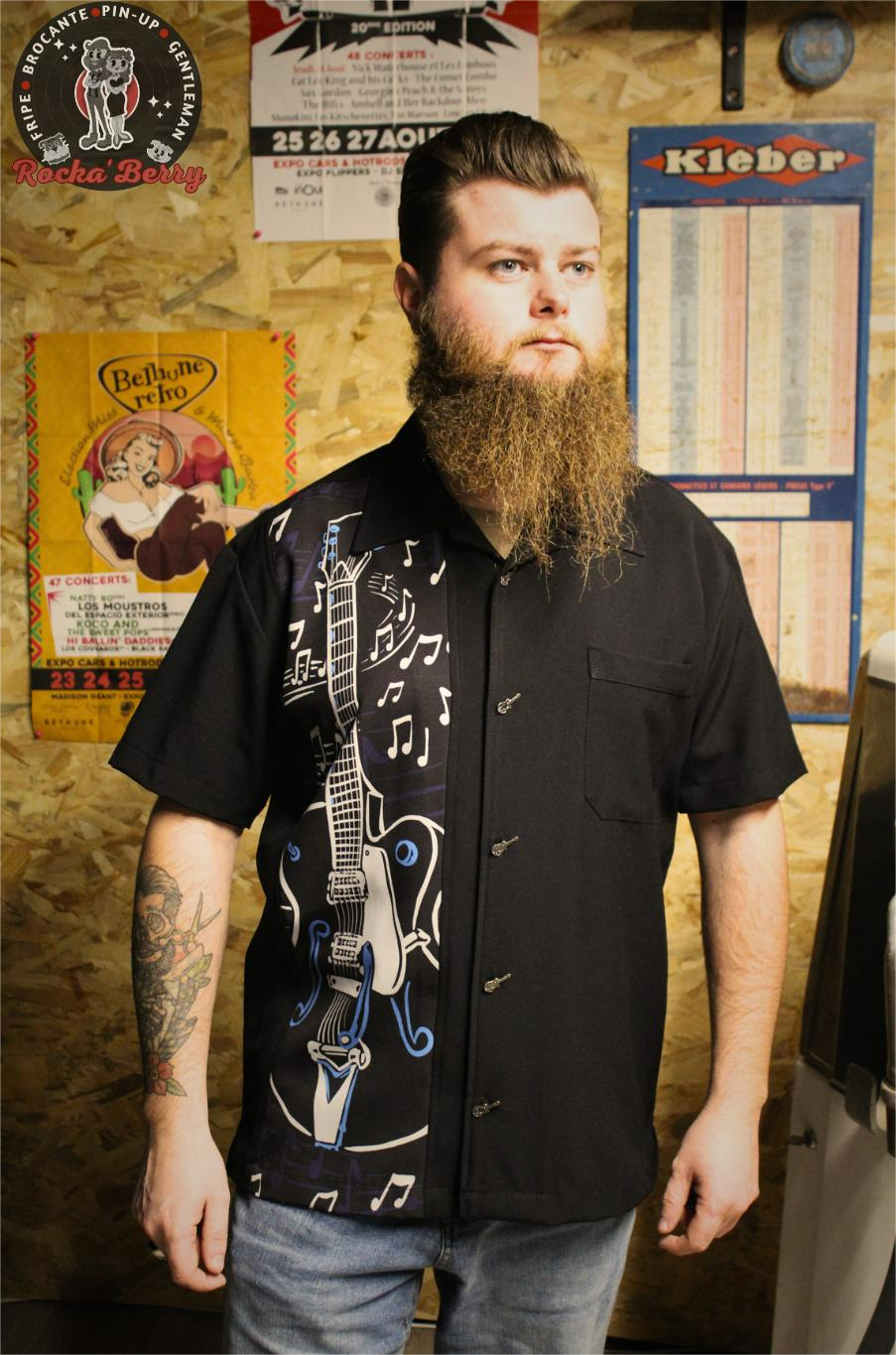 🎸🎶 Chemise Guitar – Boutons Kustom - Steady Clothing ( Made in Usa )