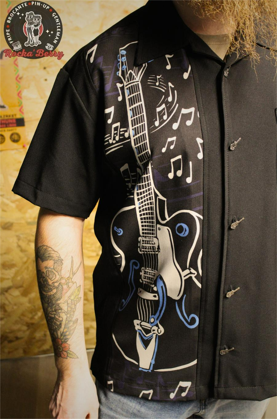 🎸🎶 Chemise Guitar – Boutons Kustom - Steady Clothing ( Made in Usa )