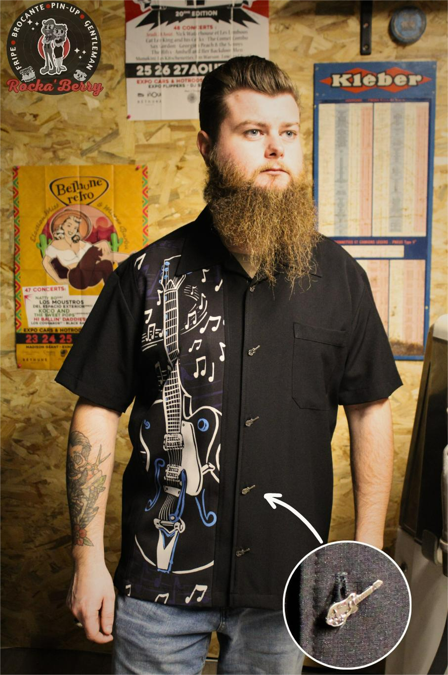 🎸🎶 Chemise Guitar – Boutons Kustom - Steady Clothing ( Made in Usa ) Steady Clothing