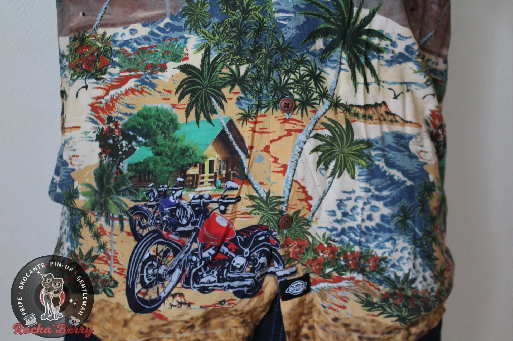 Chemise Hawaïenne Moto Multicolores sur Fond Bleu - Dickies Dickies