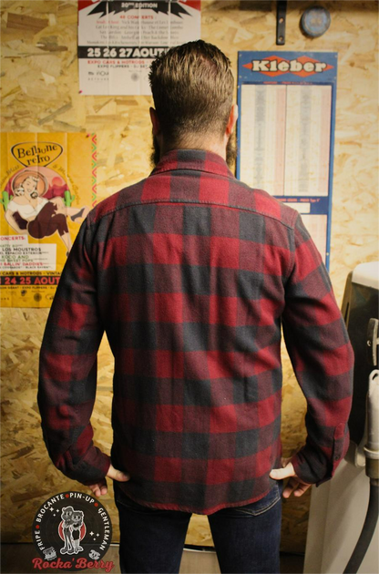 🔥 Chemise à Carreaux Noire & Bordeaux 100% Coton – Dickies