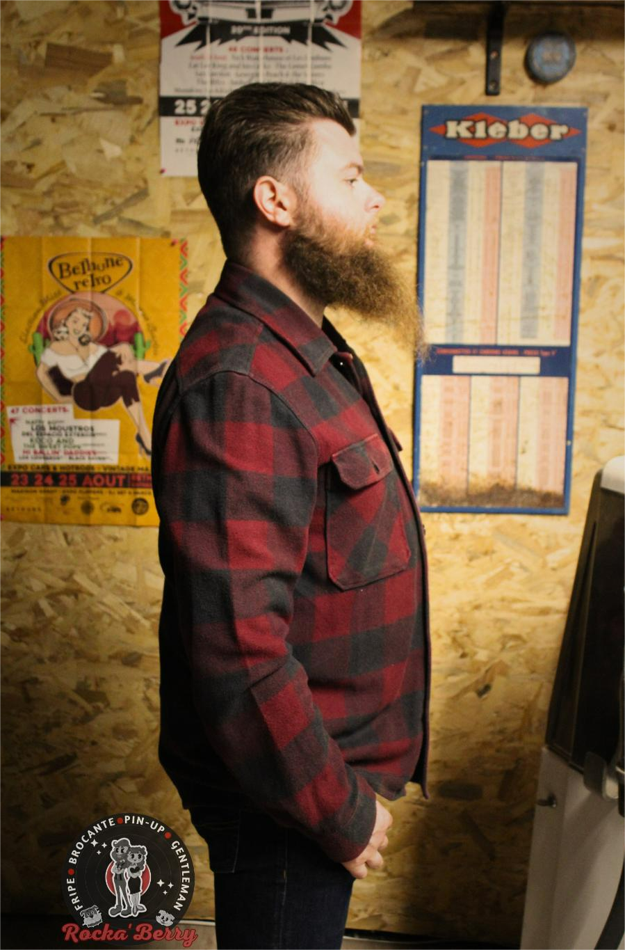 🔥 Chemise à Carreaux Noire & Bordeaux 100% Coton – Dickies