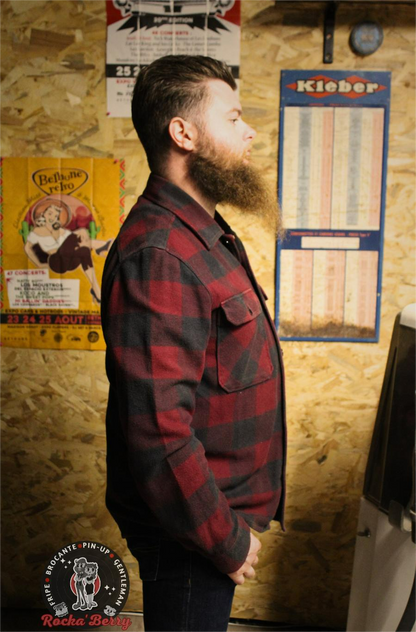 🔥 Chemise à Carreaux Noire & Bordeaux 100% Coton – Dickies