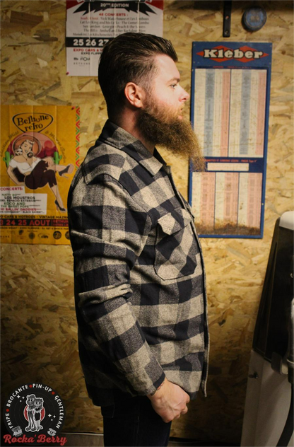 🔥 Chemise à Carreaux Noire & Beige 100% Coton – Dickies