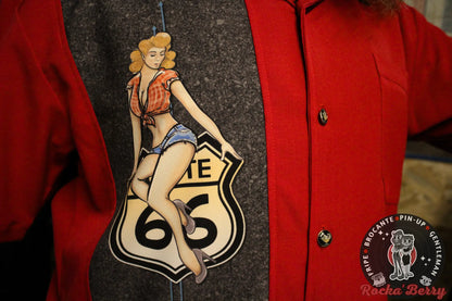 Chemise de Bowling Route 66 Rouge Pinup - Steady Clothing ( Made In Usa )