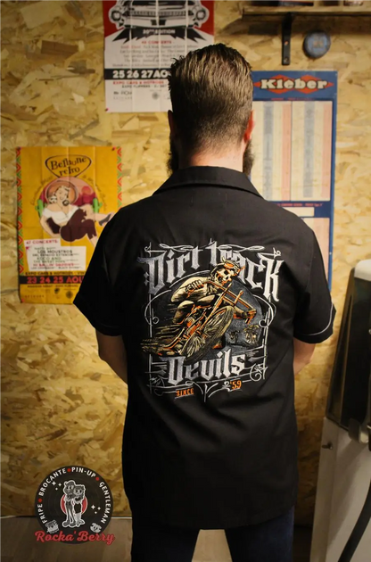 💀🏁Chemise de Travail Noire Dirt Track Devils - Rumble59 Rumble59