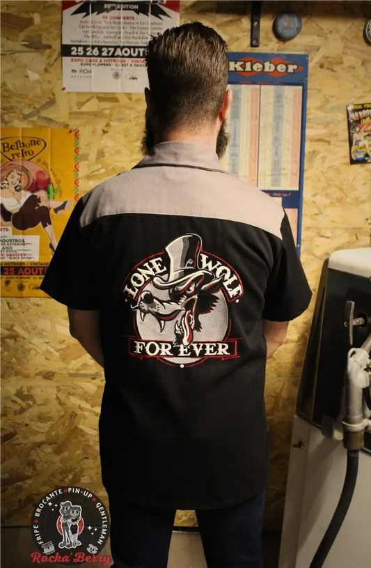🐺🔥Chemise de Travail Noire Lone Wolf Forever - Rumble59 Rumble59