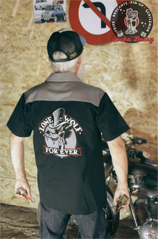 Chemise de Travail Noire Lone Wolf Forever - Rumble59 Rumble59