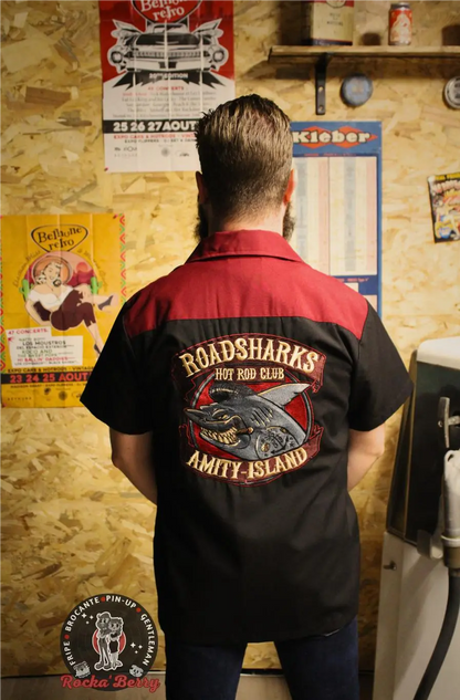 🦈💥Chemise de Travail Noire et Rouge Roadsharks  - Rumble59 Rumble59
