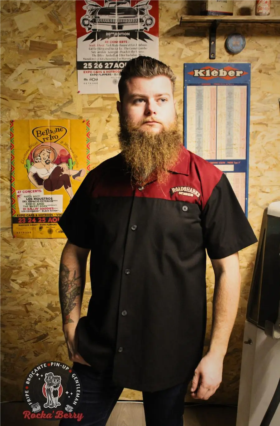 🦈💥Chemise de Travail Noire et Rouge Roadsharks  - Rumble59 Rumble59