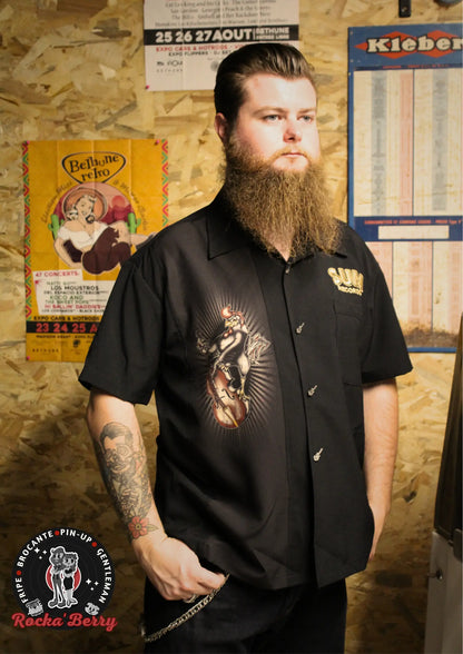 🎸 Chemise de Travail Sun Records Rockin' Rooster (BOUTONS KUSTOM) - Steady Clothing ( Made in Usa )