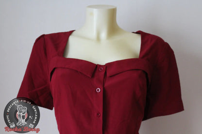 Chemisier Pinup Rétro Col en Cœur Bordeaux - Belle Poque Belle Poque