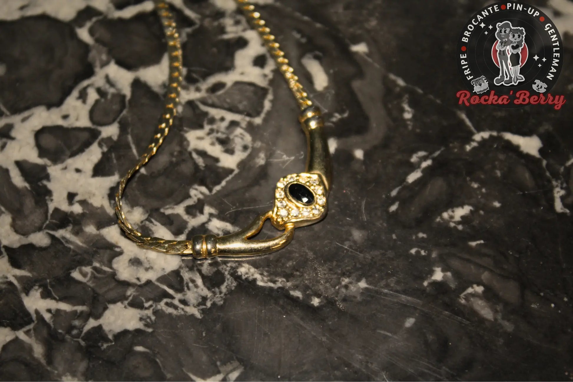 Collier Vintage : Doré & Noir - Rocka'Berry