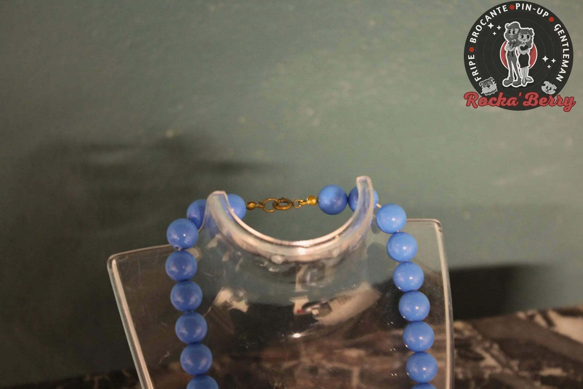Collier de Perles Vintage : Bleu Clair - Rocka'Berry