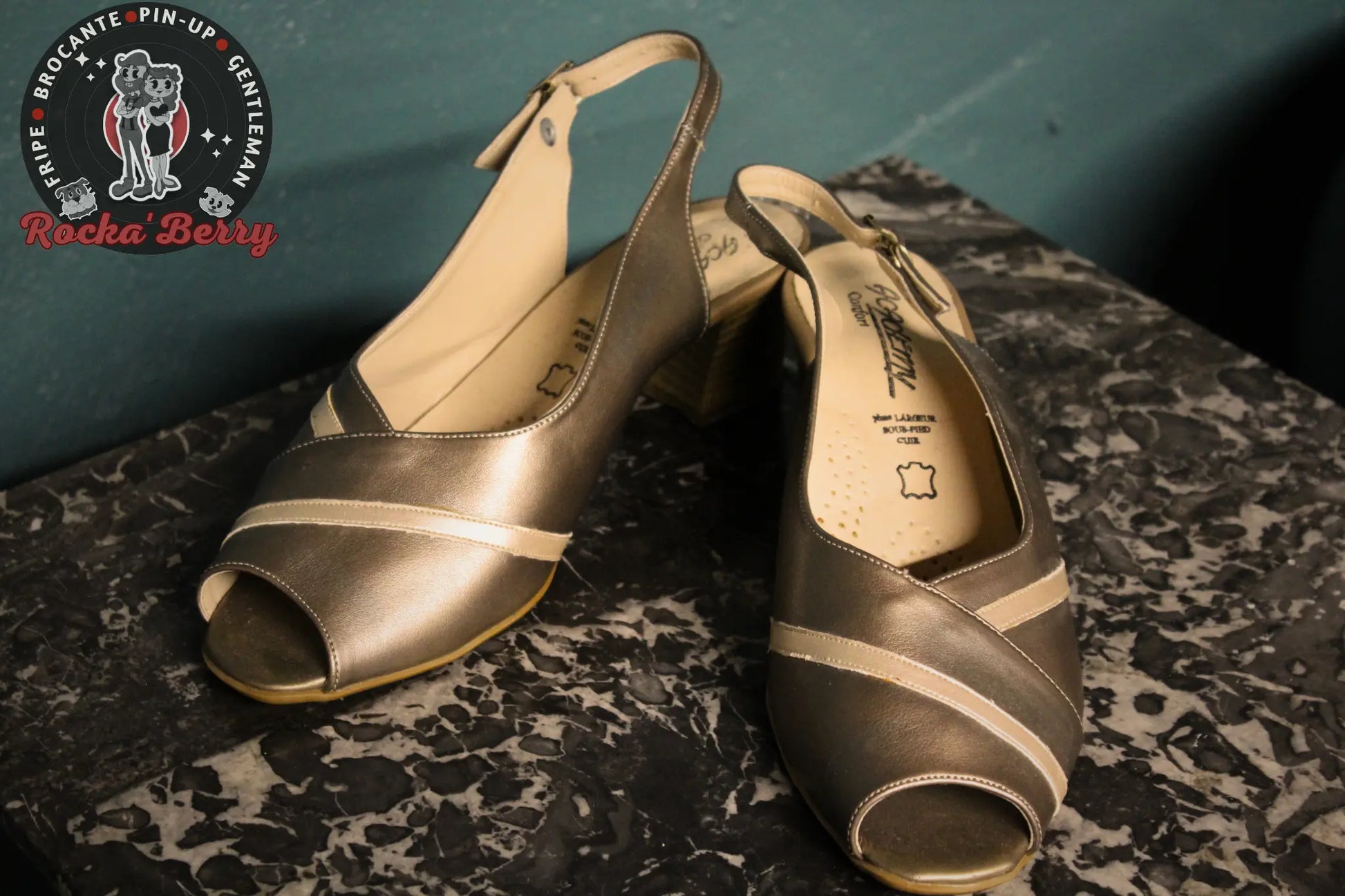Sandales Pin-up Vintage Argentés - Made in France - Rocka'Berry