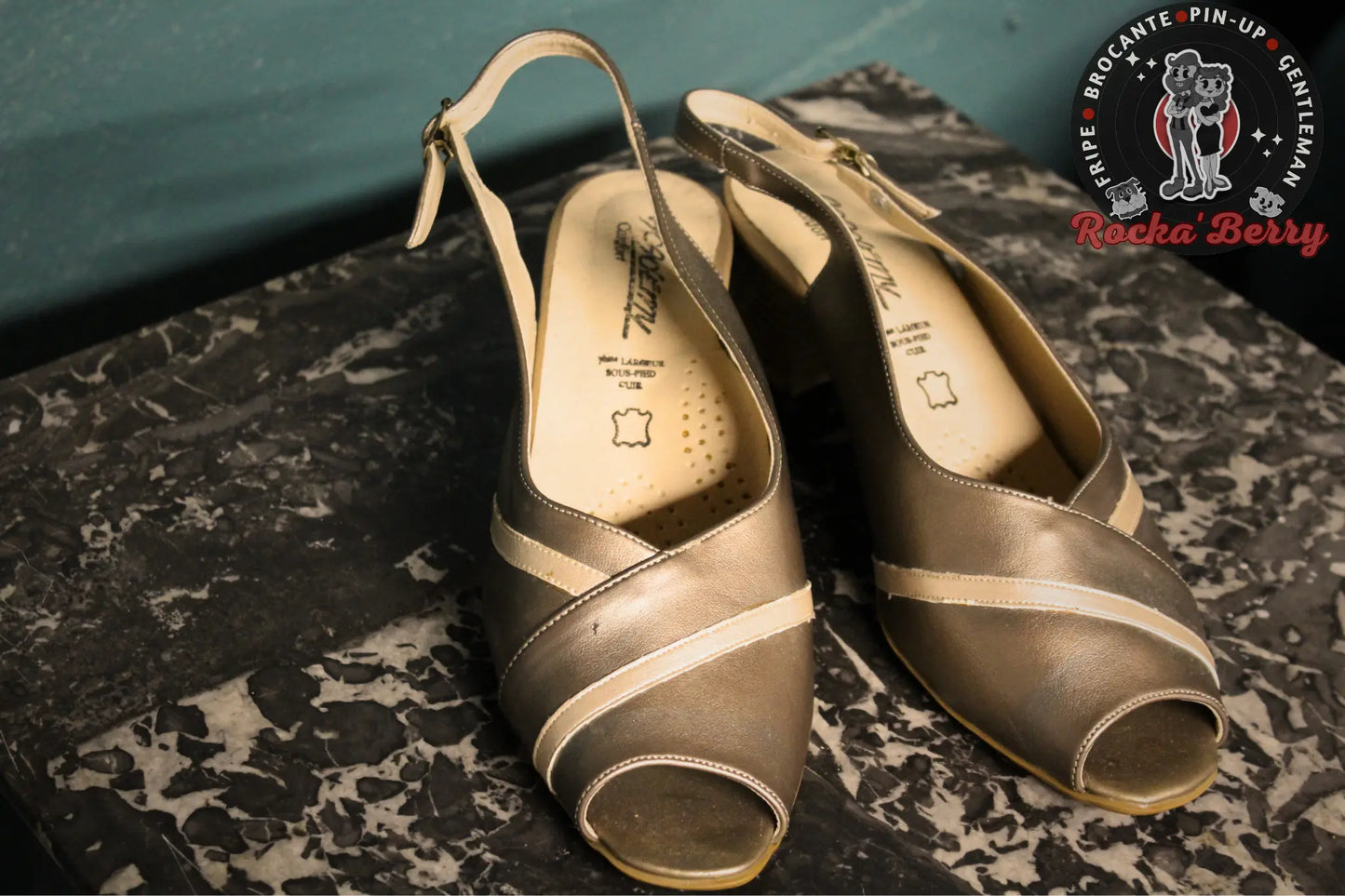 Sandales Pin-up Vintage Argentés - Made in France - Rocka'Berry
