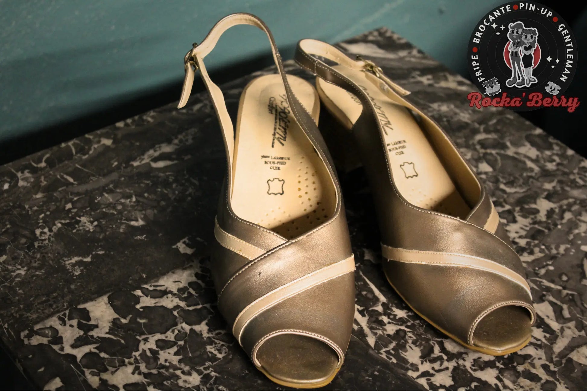 Sandales Pin-up Vintage Argentés - Made in France - Rocka'Berry