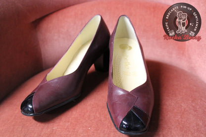 Escarpins Pin-up Vintage Bordeaux - Made in France Rocka'Berry