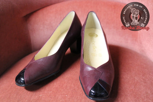Escarpins Pin-up Vintage Bordeaux - Made in France Rocka'Berry