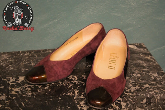 Escarpins Pin-up Vintage Prune & Marron - Made in France Rocka'Berry