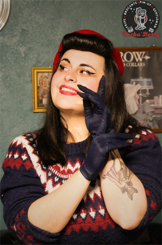 Gants Vintage : Bleu Marine - Rocka'Berry