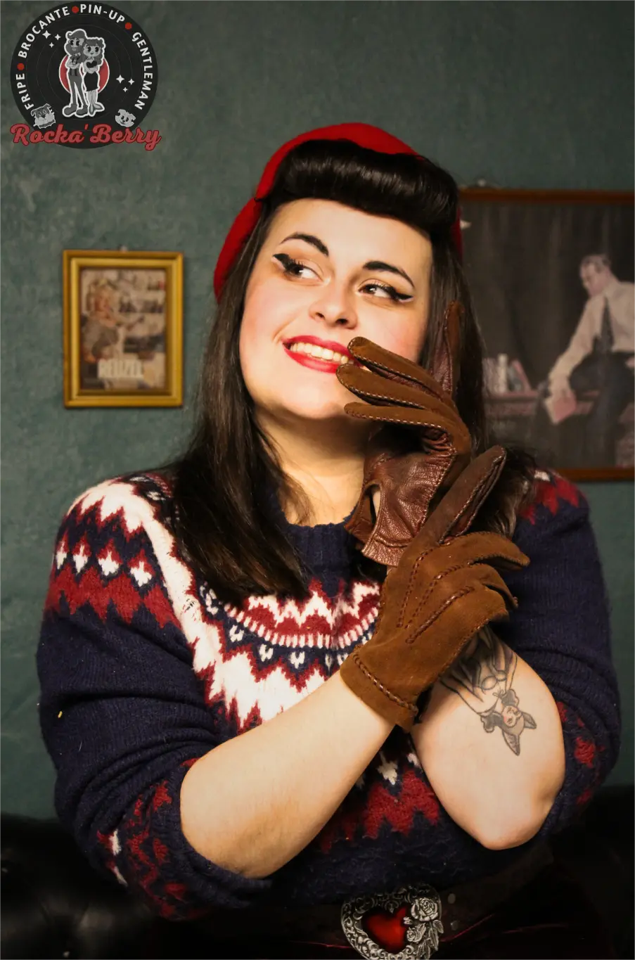 Gants Vintage : Large , Cuir Marron - Rocka'Berry