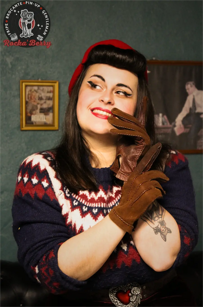 Gants Vintage : Large , Cuir Marron - Rocka'Berry