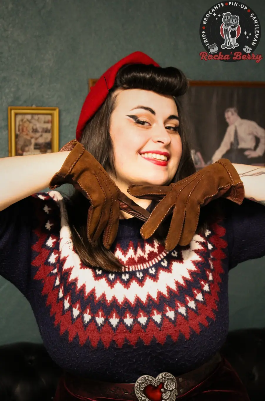 Gants Vintage : Large , Cuir Marron - Rocka'Berry