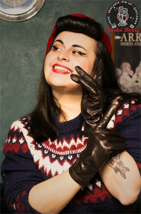 Gants Vintage : Marron Cuir - Made in Italy - Rocka'Berry