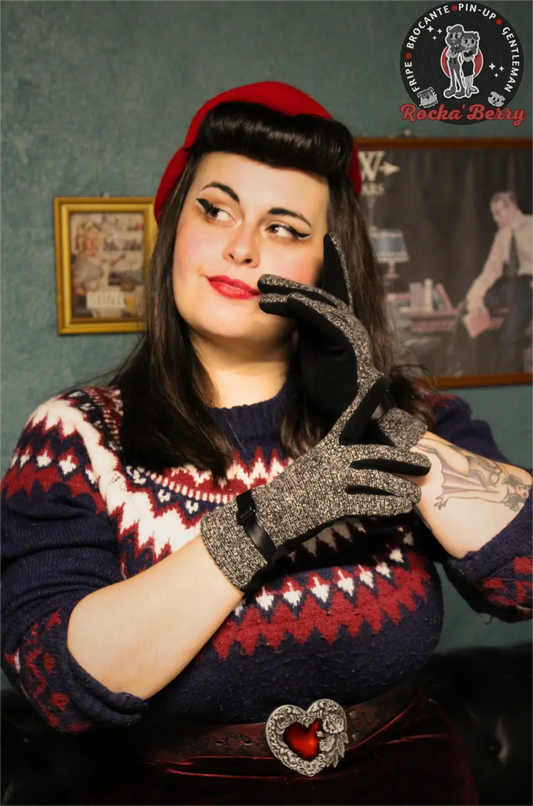 Gants Vintage : Noir & Gris - Rocka'Berry