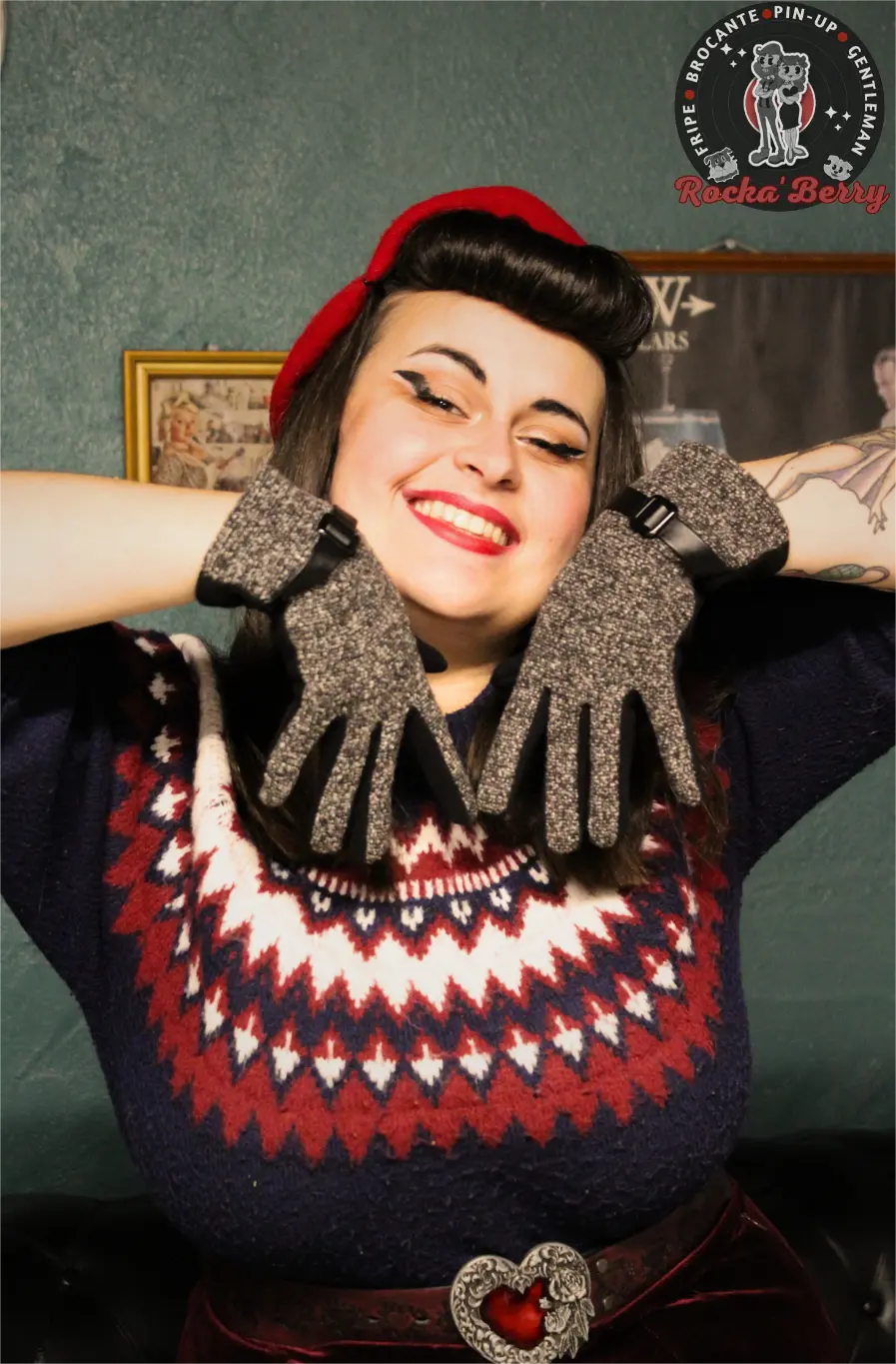 Gants Vintage : Noir & Gris - Rocka'Berry