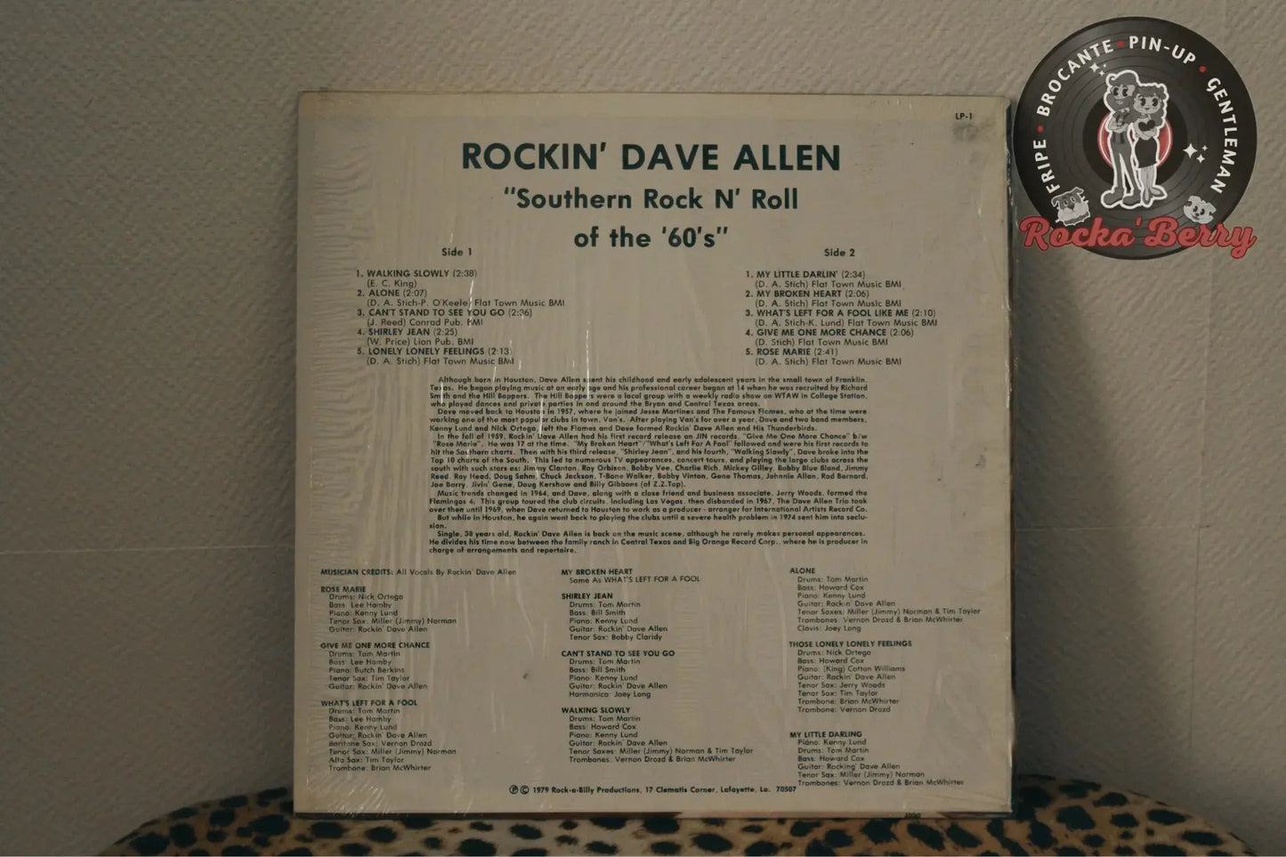 Rockin' Dave Allen, "Southern Rock 'N Roll of the '60s" ( USA 1979 ) Vinyle 33T Rocka'Berry