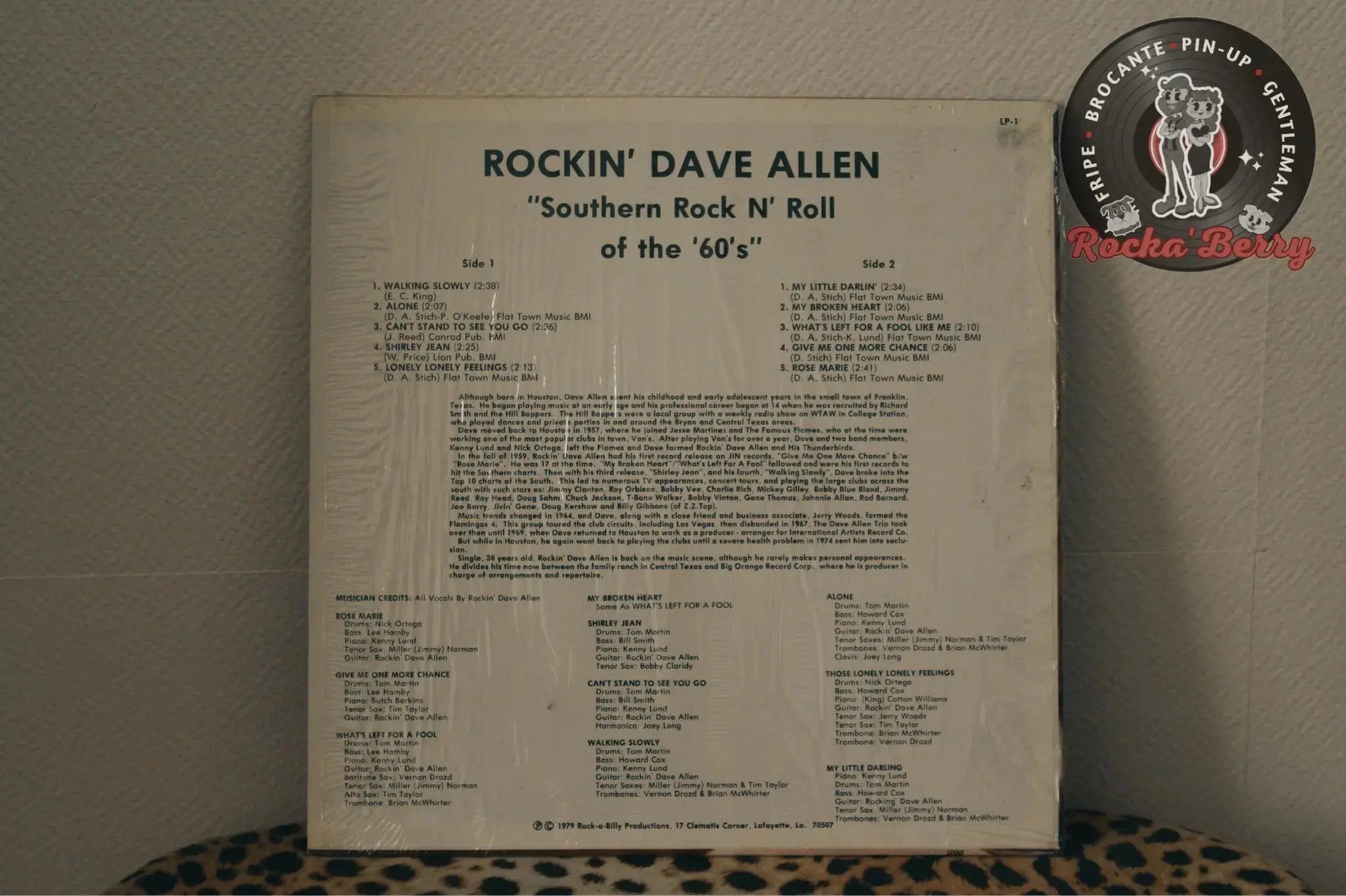 Rockin' Dave Allen, "Southern Rock 'N Roll of the '60s" ( USA 1979 ) Vinyle 33T Rocka'Berry
