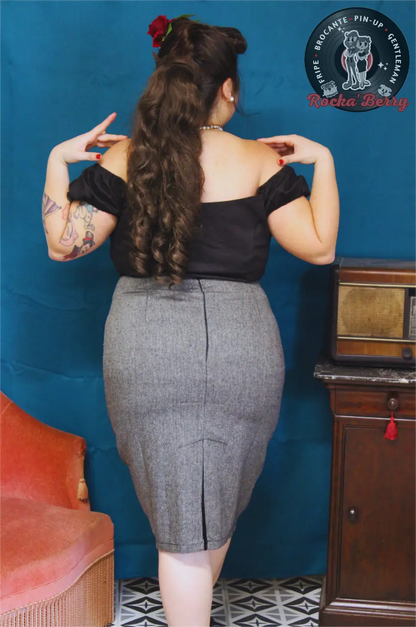 Haut Pinup Rétro Col en Cœur Noir - Banned Banned