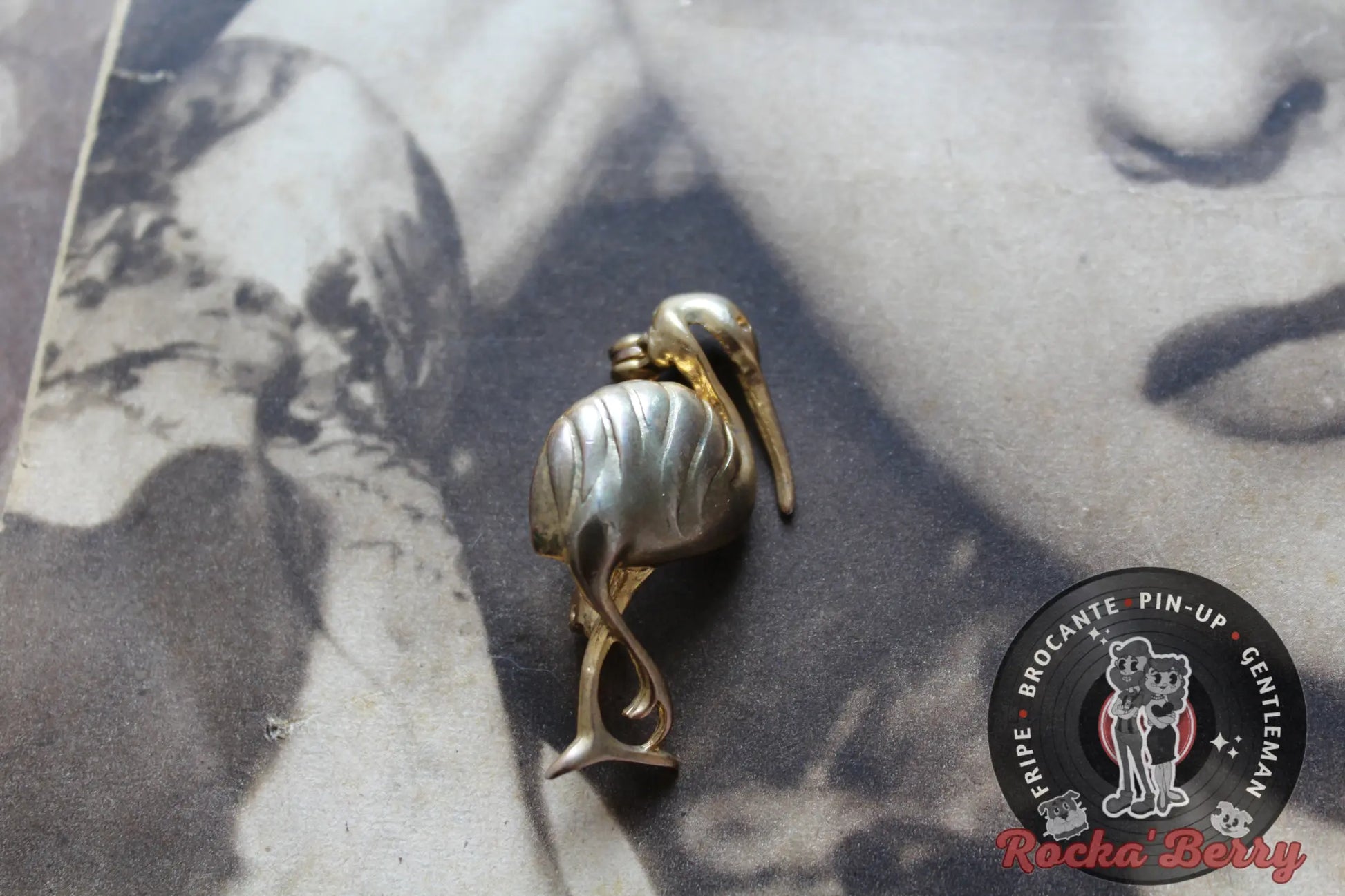 Broche Dorée Oiseau / Héron Rocka'Berry