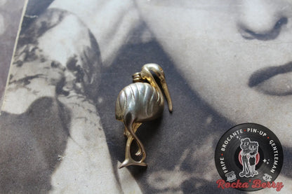 Broche Dorée Oiseau / Héron Rocka'Berry