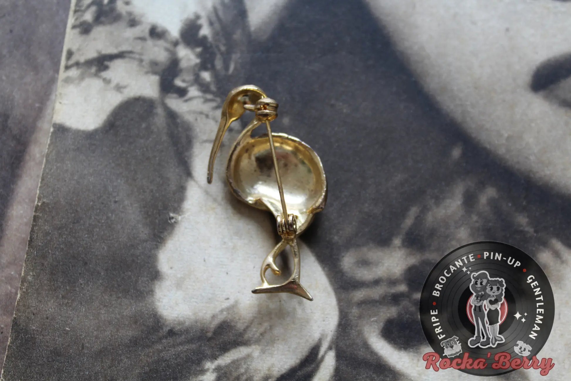 Broche Dorée Oiseau / Héron Rocka'Berry
