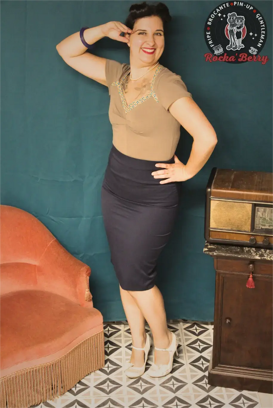 Jupe Pinup Crayon Rétro "Paula" - Banned - Rocka'Berry