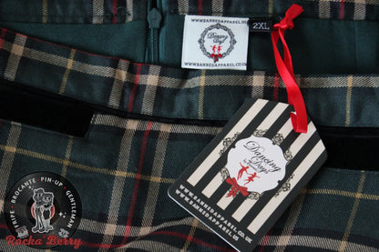 Jupe Crayon Rétro Pinup Tartan Verte - Banned Banned