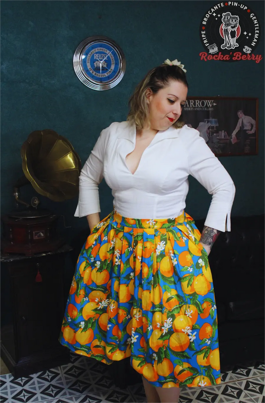 Jupe Pinup Swing Rétro "Orange" - Banned