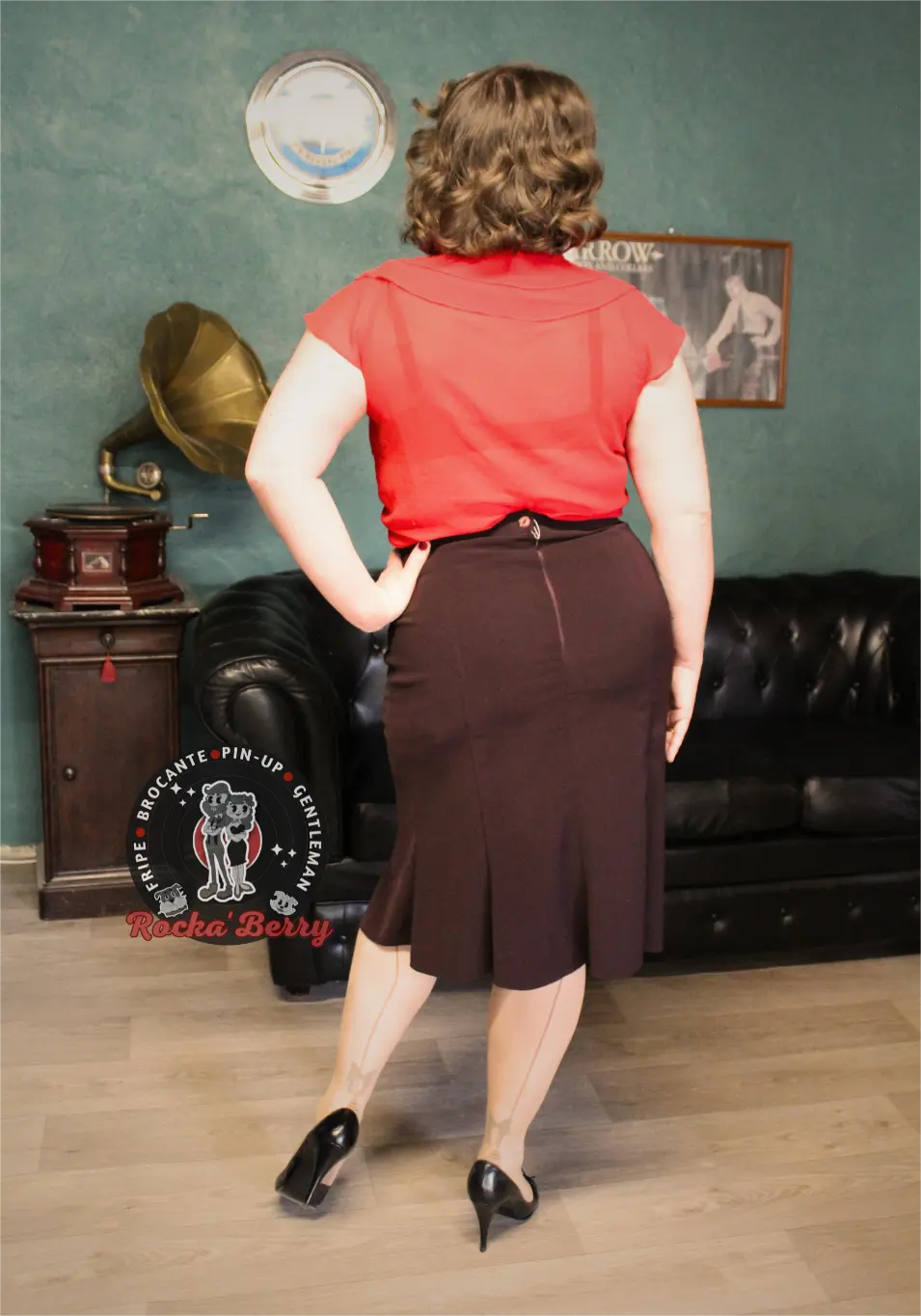 Jupe Pinup Vintage Sirène Prune - Made in France Rocka'Berry