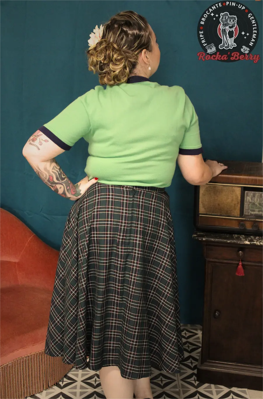 Jupe Swing Rétro Pinup Tartan Verte - Hell Bunny Hell Bunny