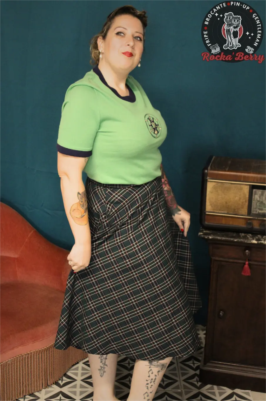 Jupe Swing Rétro Pinup Tartan Verte - Hell Bunny Hell Bunny