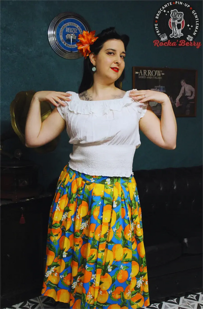 Jupe Pinup Swing Rétro "Orange" - Banned