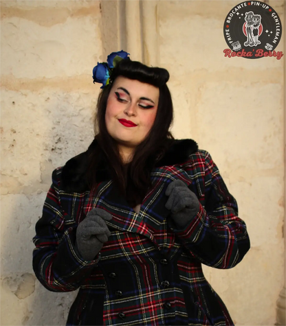 Manteau Tartan Esprit 50s Forester - Hell Bunny - Rocka'Berry