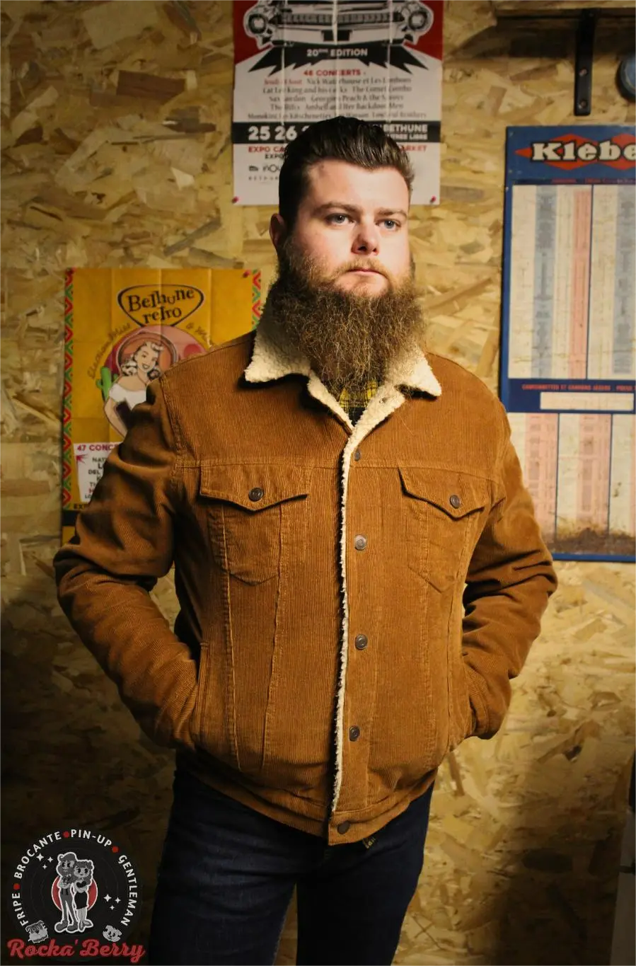 🧥 Veste Von Dutch Camel Sherpa – Blouson Côtelé Molletonné Homme Style Vintage Rockabilly Von Dutch