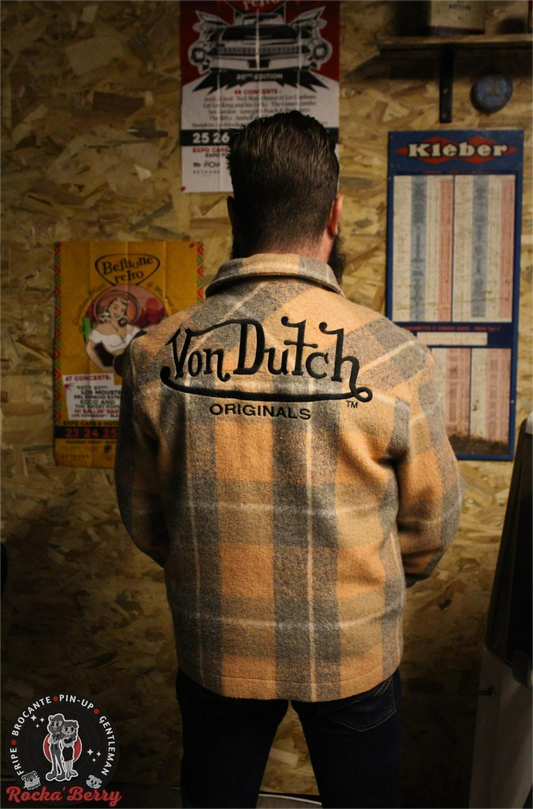 🧥 Manteau à Carreaux Brodé Von Dutch Originals