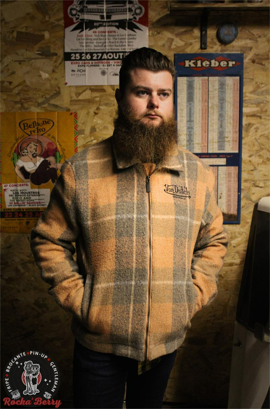 🧥 Manteau à Carreaux Brodé Von Dutch Originals